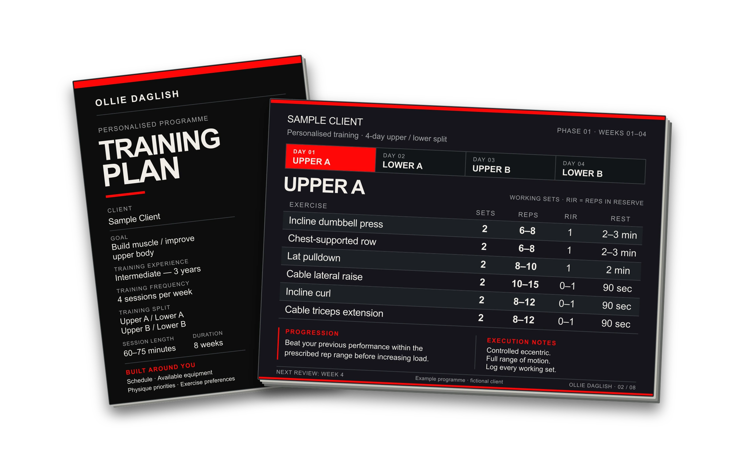 Training Plan preview